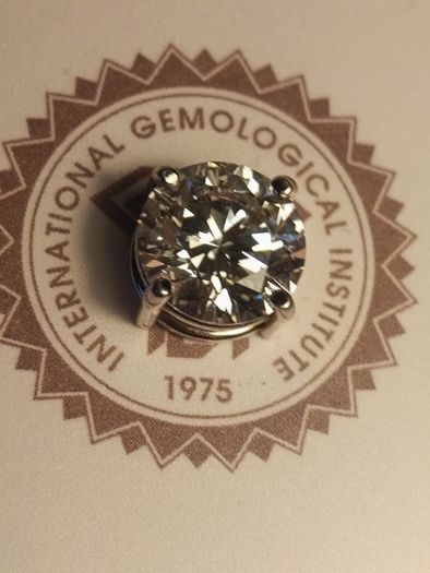 18ct white Gold 3ct Brilliant cut Lab Diamond Solitaire Pendant Mount