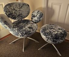 Danish Post-Modern Arne Jacobsen style Lounge chair and Ottoman