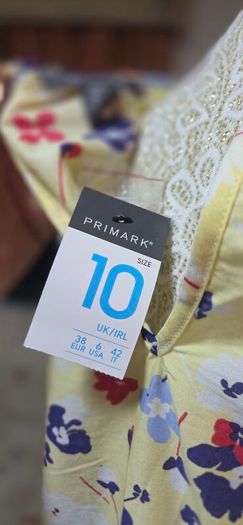 Primark Yellow Floral Broderie Top Size 10 NWT