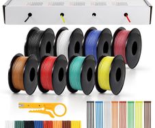 18 AWG 0.75mm Silicone Wire Kit, 8 Colours Flexible Electrical Cable Set, 6.1m / 20ft Each Roll Stranded Tinned Copper Wire, 18 Gauge Hook Up Cable for LED Strip, RC, Automotive, DIY