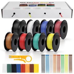 18 AWG 0.75mm Silicone Wire Kit, 8 Colours Flexible Electrical Cable Set, 6.1m / 20ft Each Roll Stranded Tinned Copper Wire, 18 Gauge Hook Up Cable for LED Strip, RC, Automotive, DIY