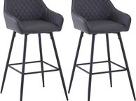 main image for ad 2 x stools Faux Leather  dark grey   Bar Stool, Counter Stool, Bistro Stool, Set of 2,