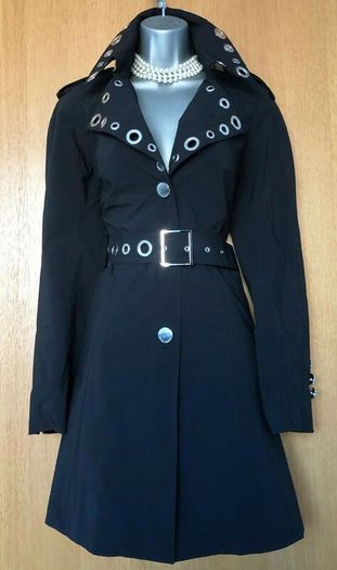 Rare Vintage Karen Millen Black Long Mac Trench Coat