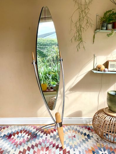 Rare Vintage 80's Japanese Floor Mirror, Dulton, Free Standing, Full Length