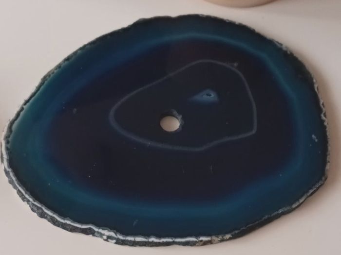 Blue Agate Slice & Flower Agate Crystals
