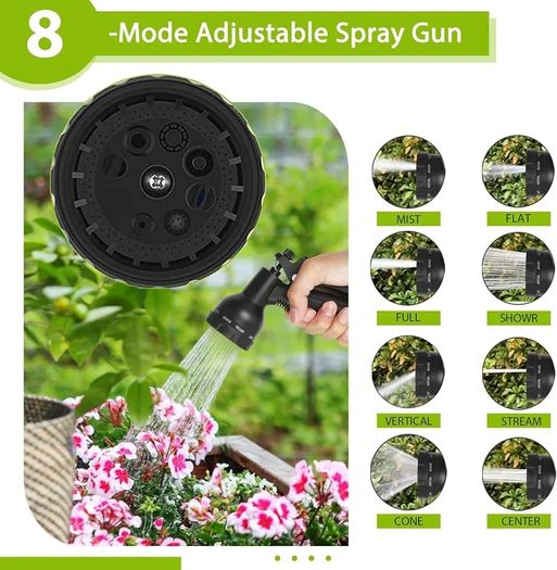 Expandable Garden Hose Pipe - 100FT Flexible Expanding Water Hose, Lightweight, Leakproof with 8 Function Hose Pipe Spray Gun, 3/4", 1/2" Connectors