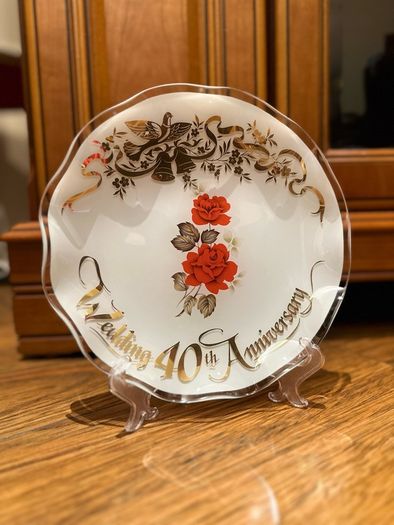 Vintage Anniversary Glass Plate