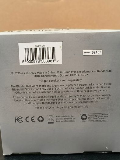 KitSound KS DIGGIT Diggit Outdoor Freestanding Bluetooth Garden Speaker with Removable Stake, Silver/Wood (New)