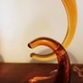 Pair of Mid - Century Murano Amber Glass Love Knot Sculpture. Image 5