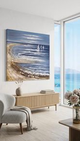 Original Hand-Painted Textured Abstract Seascape