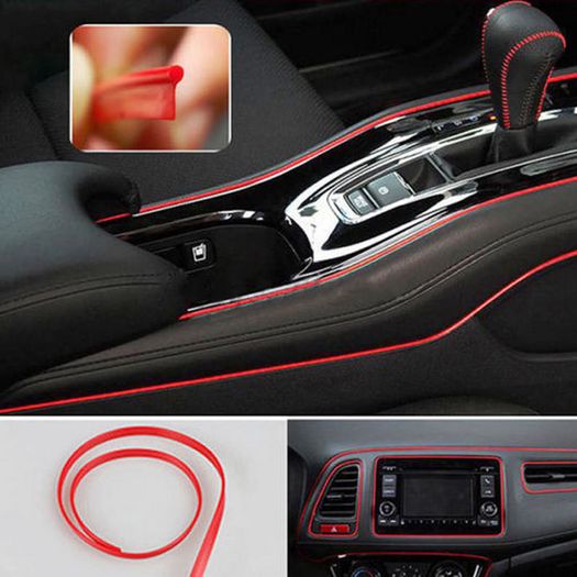 5M Line Car Van Interior Decor Red Point Edge Gap Door Panel Accessories Molding