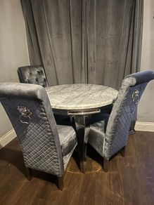 Marble kitchen table with 3 swade chairs
