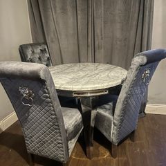Marble kitchen table with 3 swade chairs