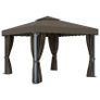 Gazebo with Curtain and String Lights 3x3 m Taupe Image 4