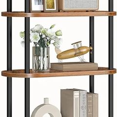5-Tier Bookshelf, Bookcase with Metal Frame, Floor Standing Book Shelf, Arched Storage Shelf for Living Room, Office, 43 x 30 x 176 cm, Rustic Brown and Black