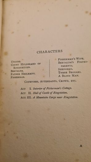 Vintage Hardcover. Undine. By W. L. Courtney. A Dream Play In 3 Acts. 1902