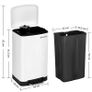 30L Waste Bin Steel Pedal Bin with Inner Bucket and Lid Soft Close Airtight Kitchen Living Room, 30l, White Image 4