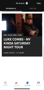 Luke Combs tickets x2 Sunday 19th July