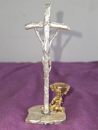 Italian made Pewter Crucifix with Chalice