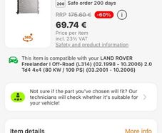 Landrover Freelander Radiator