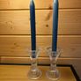 Pair of Clear Fluted Glass Multi-Use Candle Holders (5") - Pristine Condition Image 2