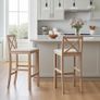 Hampton Traditional Cross-Back Bar Stool with Upholstered Seat 89cm Image 2