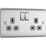 2x BG Nexus Brushed Steel NBS22G Double Socket Switched Image 5