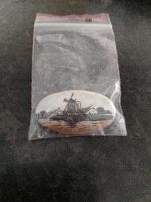 Vintage 1970's Dutch Windmill Porcelain Pin