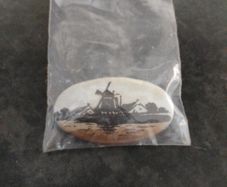 Vintage 1970's Dutch Windmill Porcelain Pin