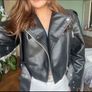Brand New Cropped Black Faux Leather Biker Jacket Size S Image 9