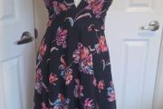 Boohoo Black Floral Midi Dress UK 12 Sleeveless Hi Low Party Dress