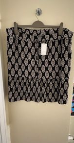 Matalan Papaya Black and White Vintage Pattern Plisse Skirt