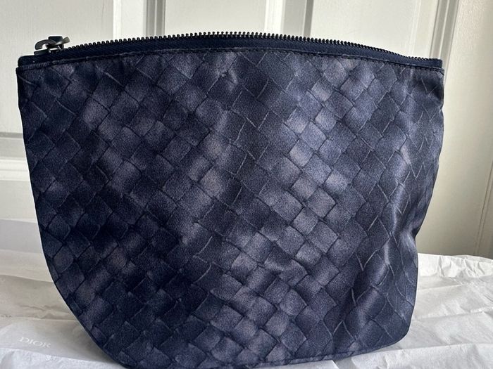 Blue Bottega Veneta Intrecciolusion Nylon Cosmetic Bag