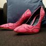 Pink 4" Snakeskin Effect Heels Image 4