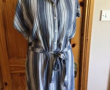 BNWTS Dunnes Blue & White stripe shirt dress size 18 includes post