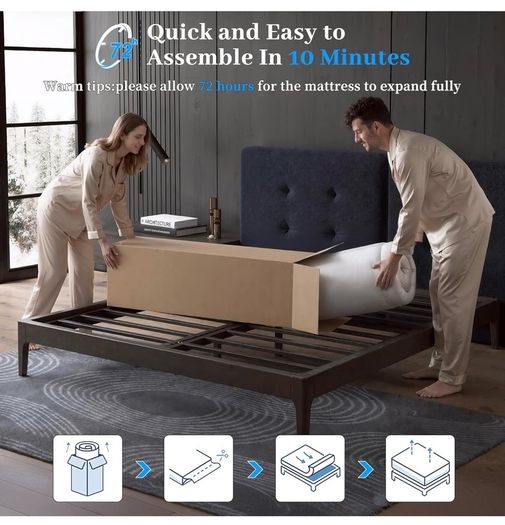 Double Mattress 4FT6, 10inch/25cm Hybrid Memory Foam & Pocket Coils Springs