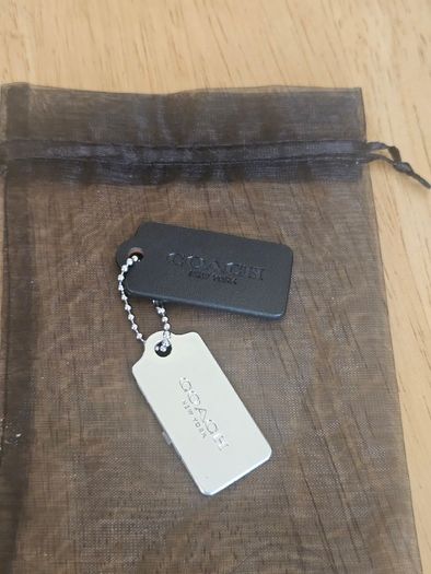 Coach Black Leather & Silver Hang-Tag / NEW