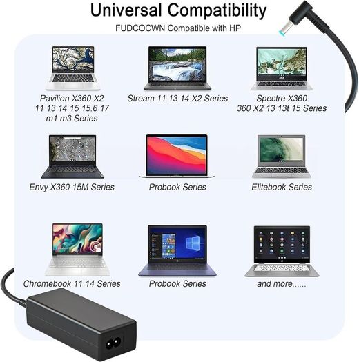 45W 19.5V 2.31A Laptop Charger Compatible with HP Stream 11 13 14 Pavilion 11 13 15(4.5mm x 3mm)