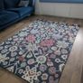 Navy & Pink Wool Rug Image 2