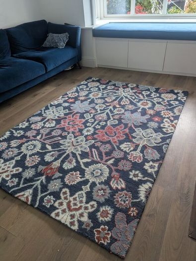 Navy & Pink Wool Rug