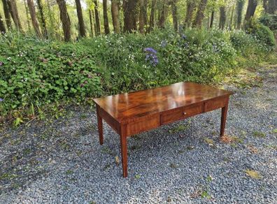 vintage coffee table , brass handle , one draw
