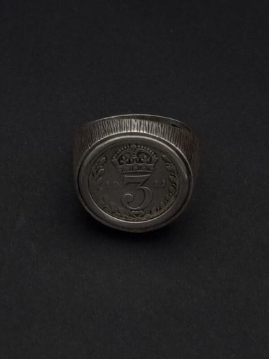 Vintage 925 Sterling Silver 1911 3d Threepence Coin Ring, Signed & Full British Hallmarks, 1975