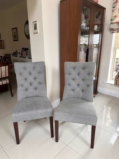 Grey fabric dining chairs