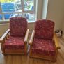Wooden framed couch and Armchairs Image 3