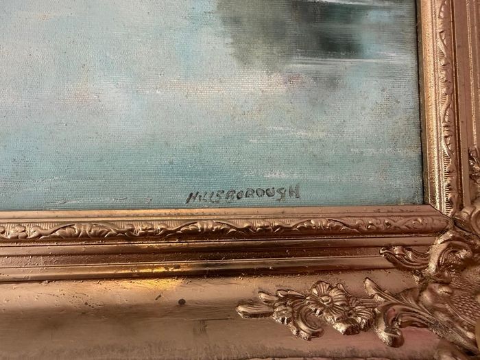 Pair of Huge Vintage Framed Artworks (105x75cm) - Matching Luxury Frames