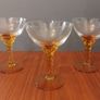 Lovely Set of Three Vintage Mid-Century Hand Blown Liqueur Glasses with Hand Blown Amber Rope Twist Stems - Priced as a Pair, as the Third Glass has a Tiny Chip Image 2