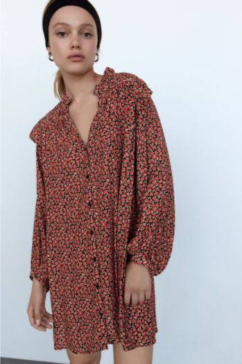 Fab Zara Red Floaty V-neck Dress, Size L New