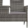 _Polyrattan Garden Bench with Table, 2-Seater, for Garden, Balcony and Patio, Plastic Feet, Garden Bench with Seat Cushion, Grey Image 8