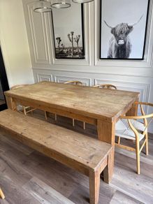 Dining table with chairs and bench