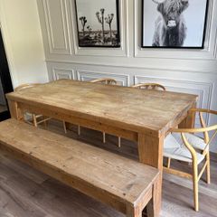 Dining table with chairs and bench